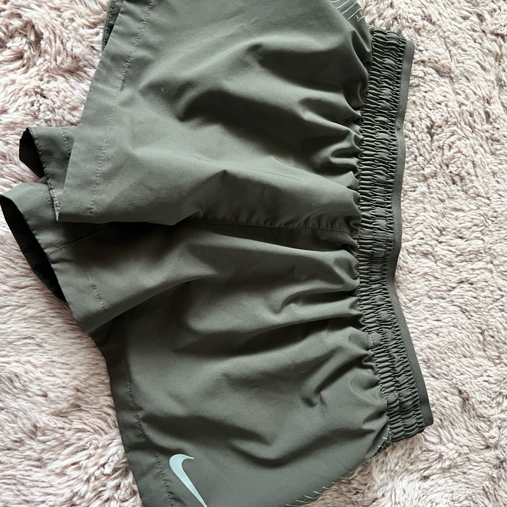 Nike Green and Gray Athletic Shorts with Elastic Waistband